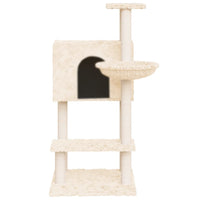 vidaXL Árvore p/ gatos c/ postes arranhadores sisal 108,5 cm cor creme