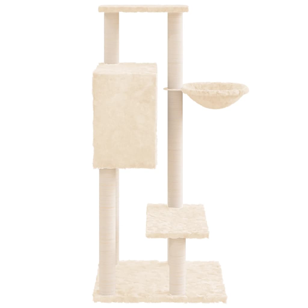 vidaXL Árvore p/ gatos c/ postes arranhadores sisal 108,5 cm cor creme