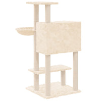 vidaXL Árvore p/ gatos c/ postes arranhadores sisal 108,5 cm cor creme