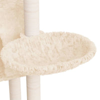 vidaXL Árvore p/ gatos c/ postes arranhadores sisal 108,5 cm cor creme