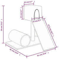 vidaXL Árvore p/ gatos c/ poste arranhador sisal 59 cm cinzento-claro