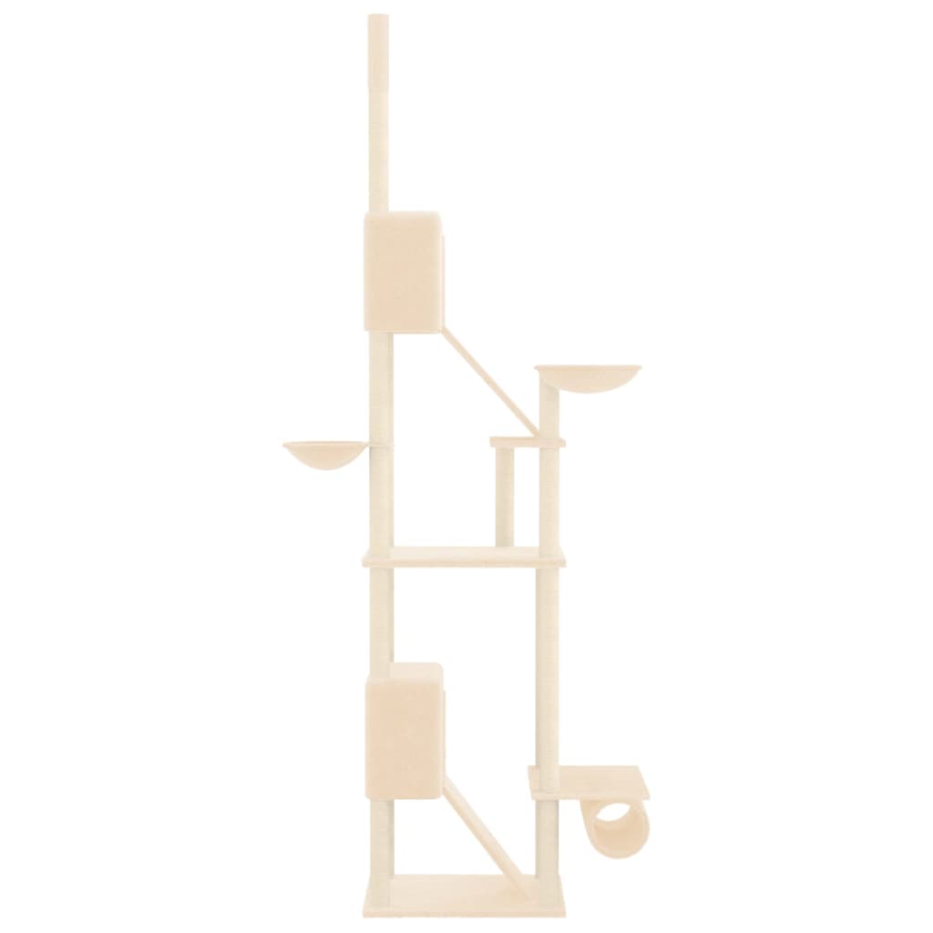 vidaXL Árvore p/ gatos altura ajustável chão ao teto 277-303 cm creme