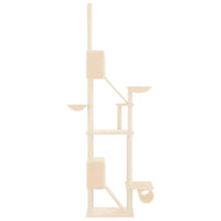vidaXL Árvore p/ gatos altura ajustável chão ao teto 277-303 cm creme