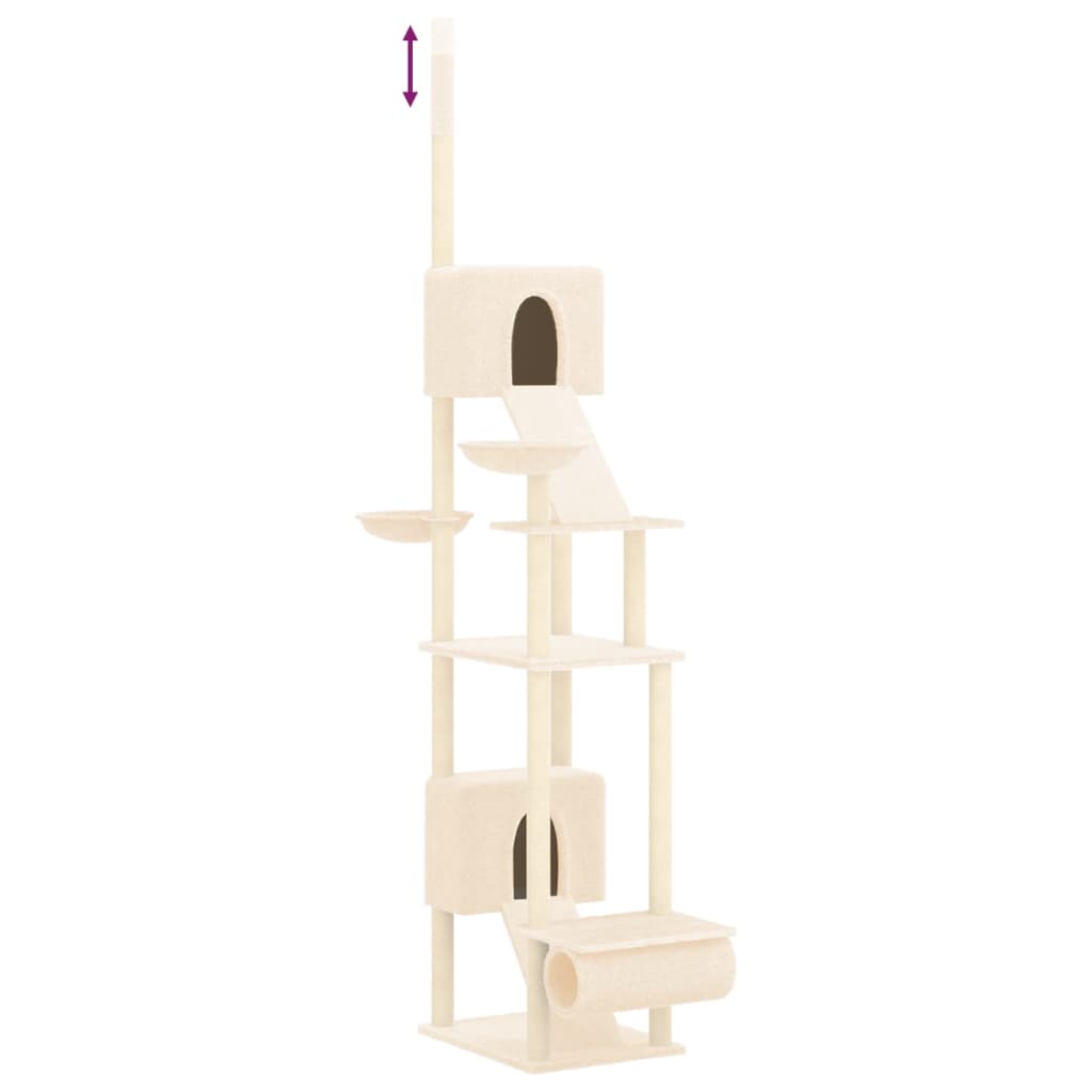 vidaXL Árvore p/ gatos altura ajustável chão ao teto 277-303 cm creme