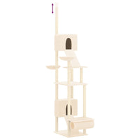 vidaXL Árvore p/ gatos altura ajustável chão ao teto 277-303 cm creme