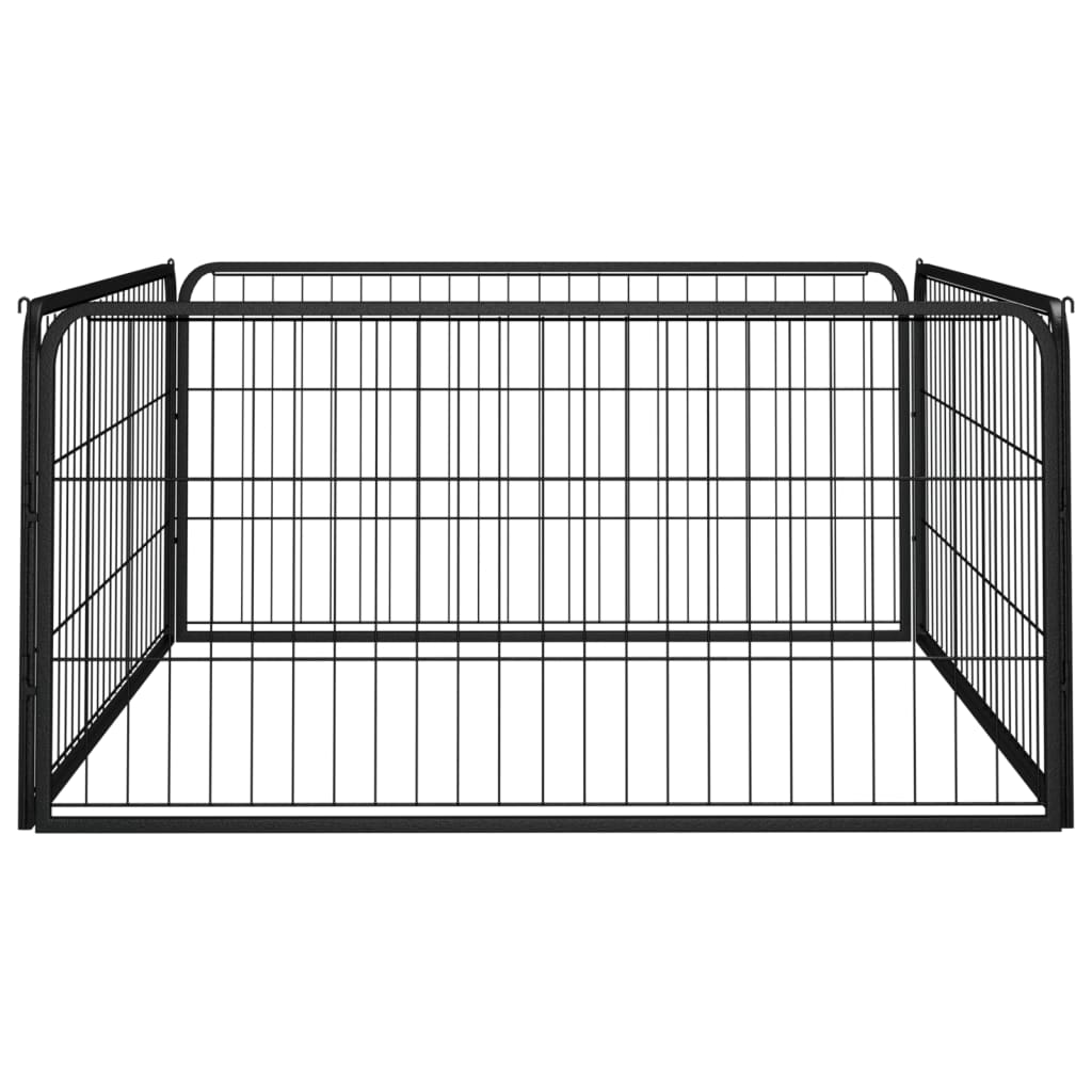 vidaXL Canil com 4 painéis 100x50 cm aço revestido a pó preto