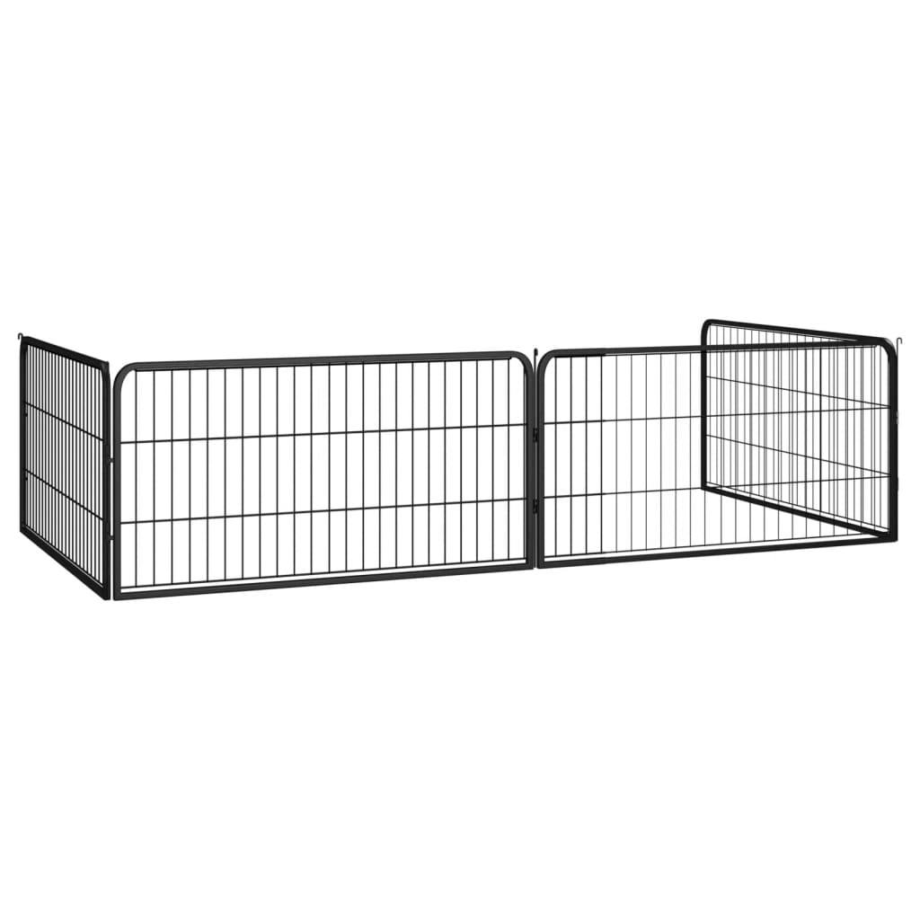 vidaXL Canil com 4 painéis 100x50 cm aço revestido a pó preto