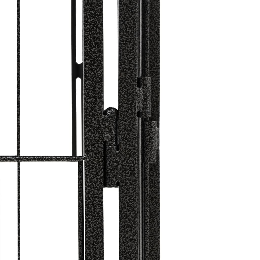 vidaXL Canil com 4 painéis 100x50 cm aço revestido a pó preto