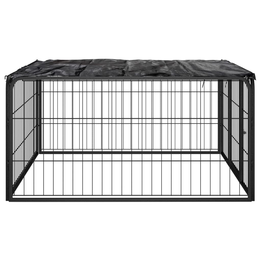 vidaXL Canil com 4 painéis 100x50 cm aço revestido a pó preto