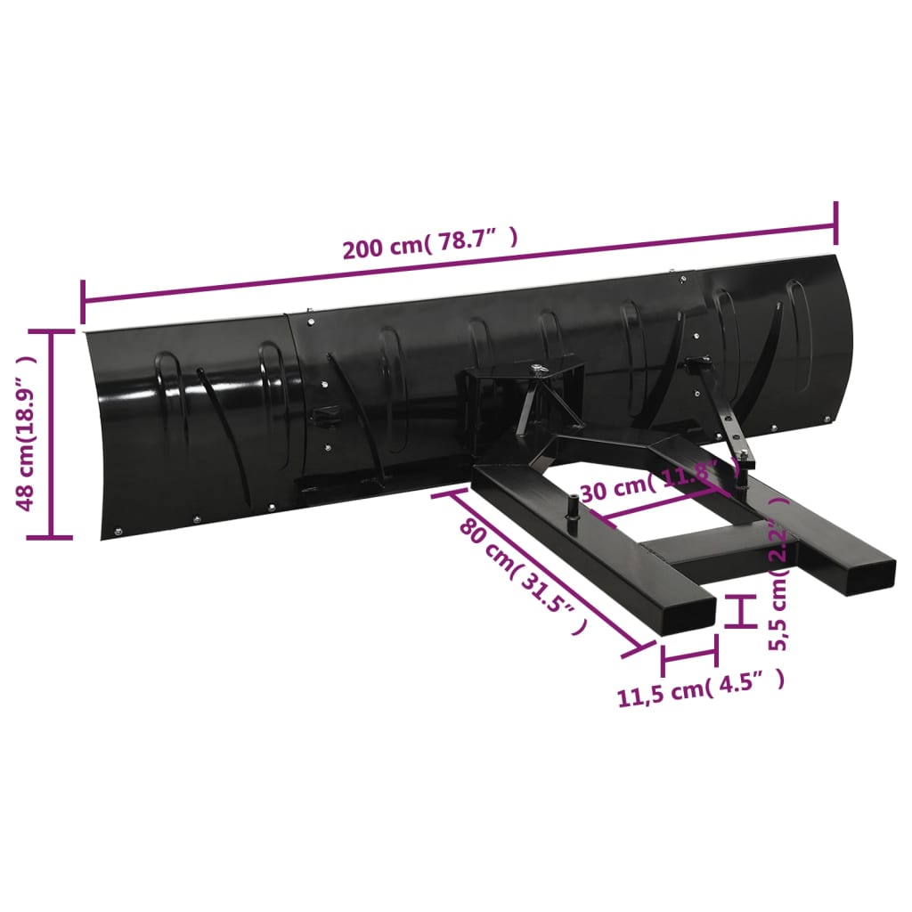 vidaXL Limpa-neves para empilhador 150x38 cm preto