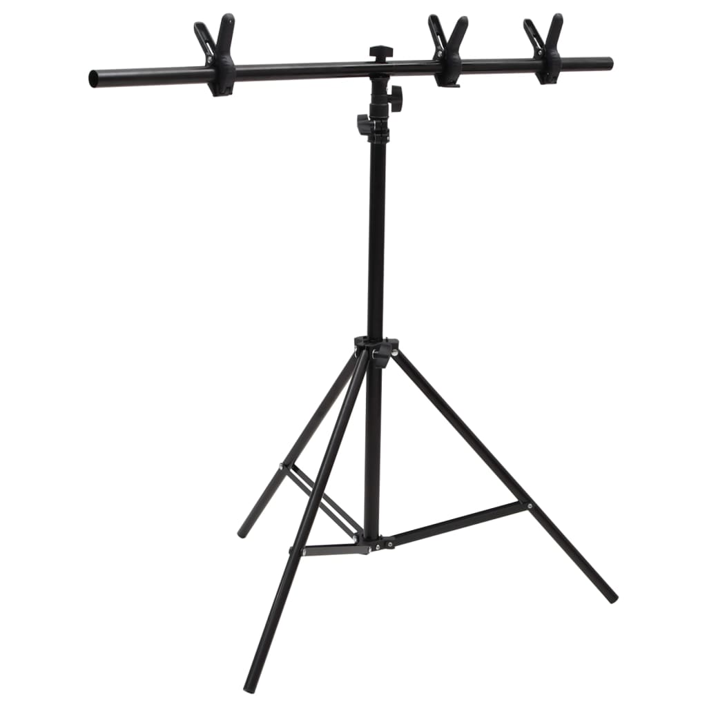 vidaXL Suporte de fundo em forma de T 91x60x(70-200) cm preto