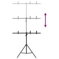 vidaXL Suporte de fundo em forma de T 91x60x(70-200) cm preto