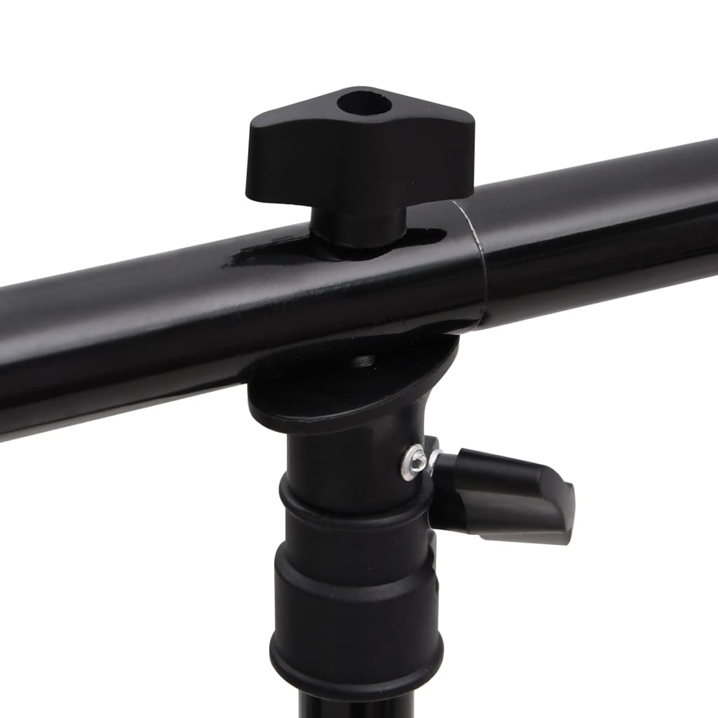 vidaXL Suporte de fundo em forma de T 91x60x(70-200) cm preto