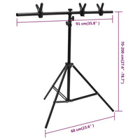 vidaXL Suporte de fundo em forma de T 91x60x(70-200) cm preto