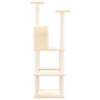 vidaXL Árvore p/ gatos c/ postes arranhadores sisal 144,5 cm cor creme