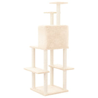 vidaXL Árvore p/ gatos c/ postes arranhadores sisal 144,5 cm cor creme