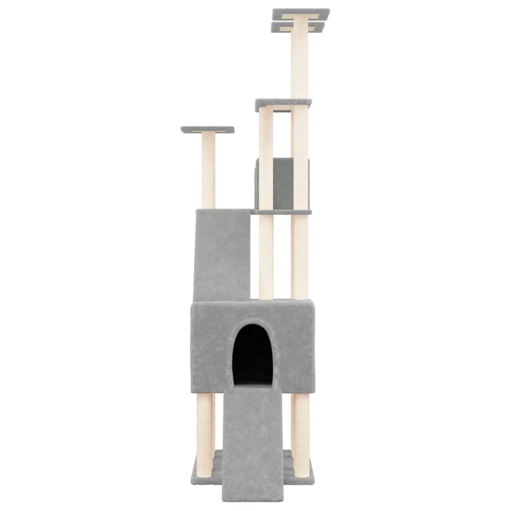 vidaXL Árvore p/ gatos c/ postes arranhadores sisal 190 cm cinza-claro