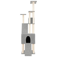 vidaXL Árvore p/ gatos c/ postes arranhadores sisal 190 cm cinza-claro