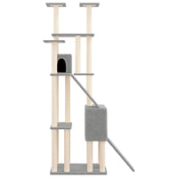 vidaXL Árvore p/ gatos c/ postes arranhadores sisal 190 cm cinza-claro