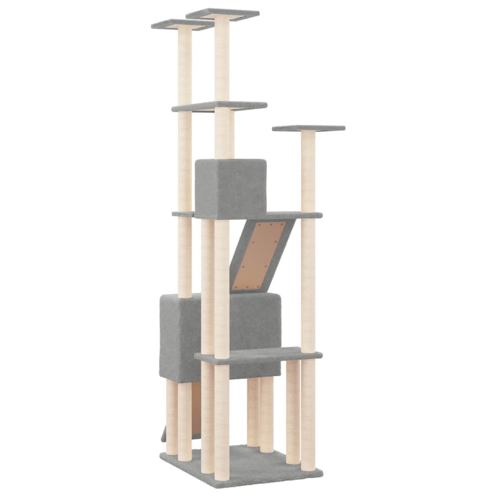 vidaXL Árvore p/ gatos c/ postes arranhadores sisal 190 cm cinza-claro
