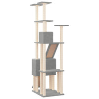 vidaXL Árvore p/ gatos c/ postes arranhadores sisal 190 cm cinza-claro