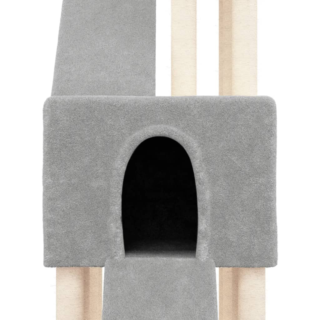 vidaXL Árvore p/ gatos c/ postes arranhadores sisal 190 cm cinza-claro