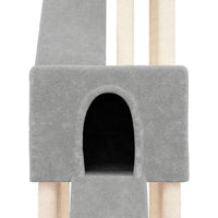 vidaXL Árvore p/ gatos c/ postes arranhadores sisal 190 cm cinza-claro