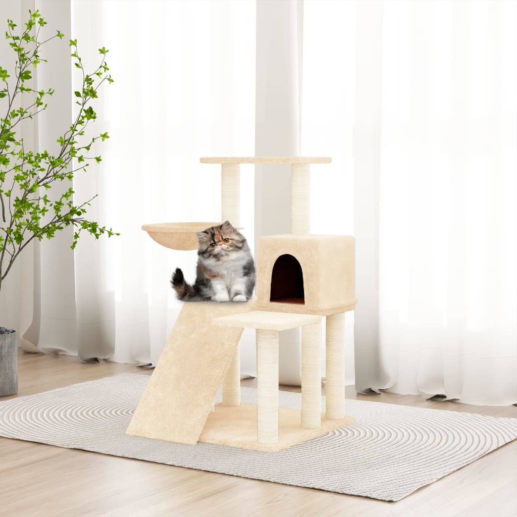 vidaXL Árvore para gatos c/ postes arranhadores sisal 82 cm cor creme