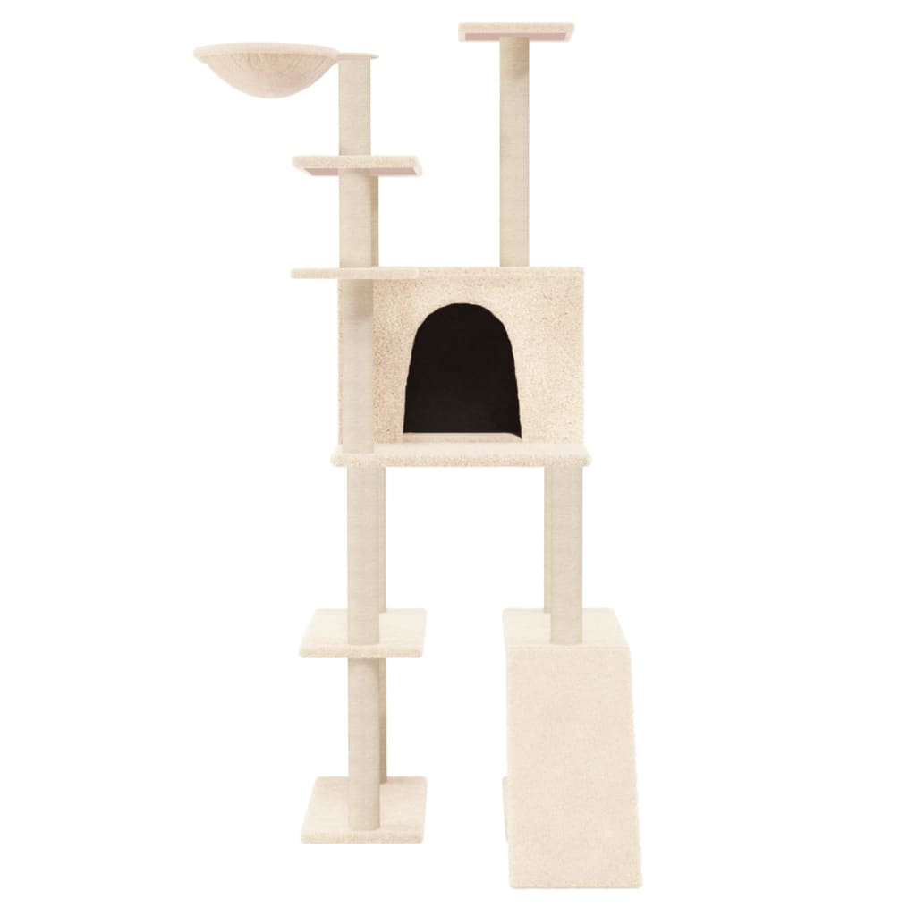 vidaXL Árvore para gatos c/ postes arranhadores sisal 166 cm cor creme