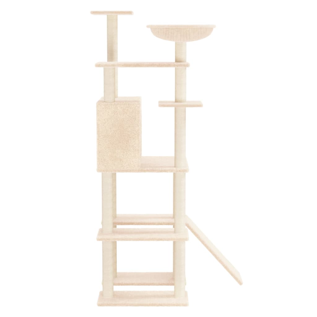 vidaXL Árvore para gatos c/ postes arranhadores sisal 166 cm cor creme