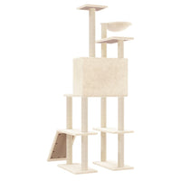 vidaXL Árvore para gatos c/ postes arranhadores sisal 166 cm cor creme