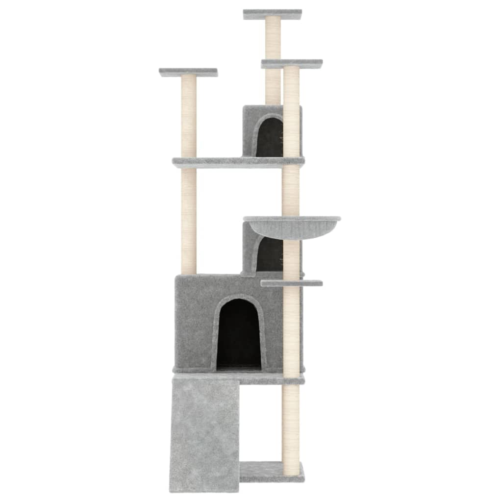 vidaXL Árvore p/ gatos c/ postes arranhadores sisal 175 cm cinza-claro