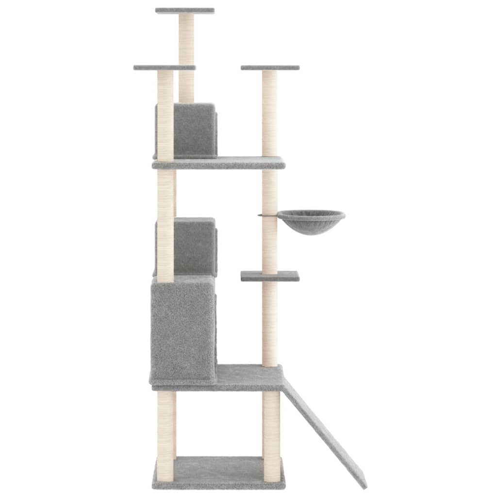 vidaXL Árvore p/ gatos c/ postes arranhadores sisal 175 cm cinza-claro