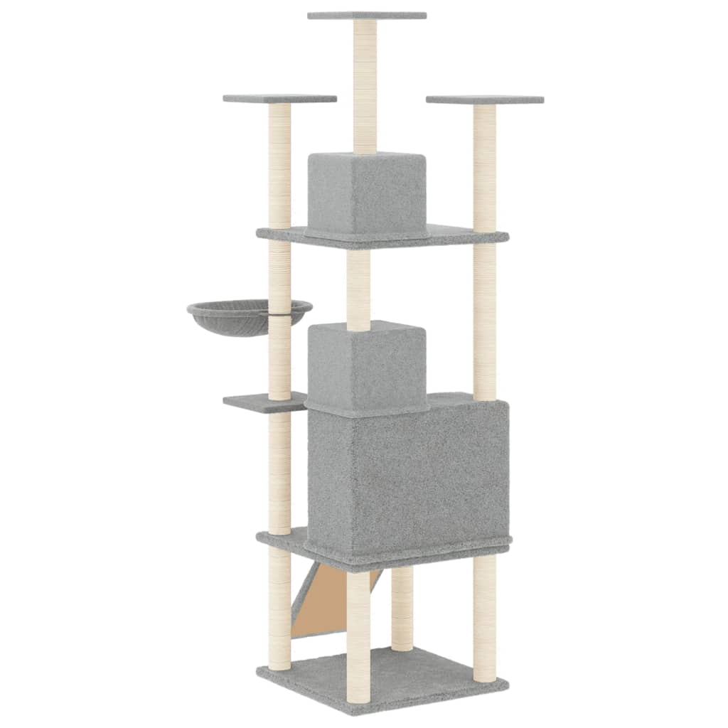 vidaXL Árvore p/ gatos c/ postes arranhadores sisal 175 cm cinza-claro