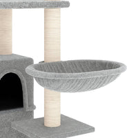 vidaXL Árvore p/ gatos c/ postes arranhadores sisal 175 cm cinza-claro