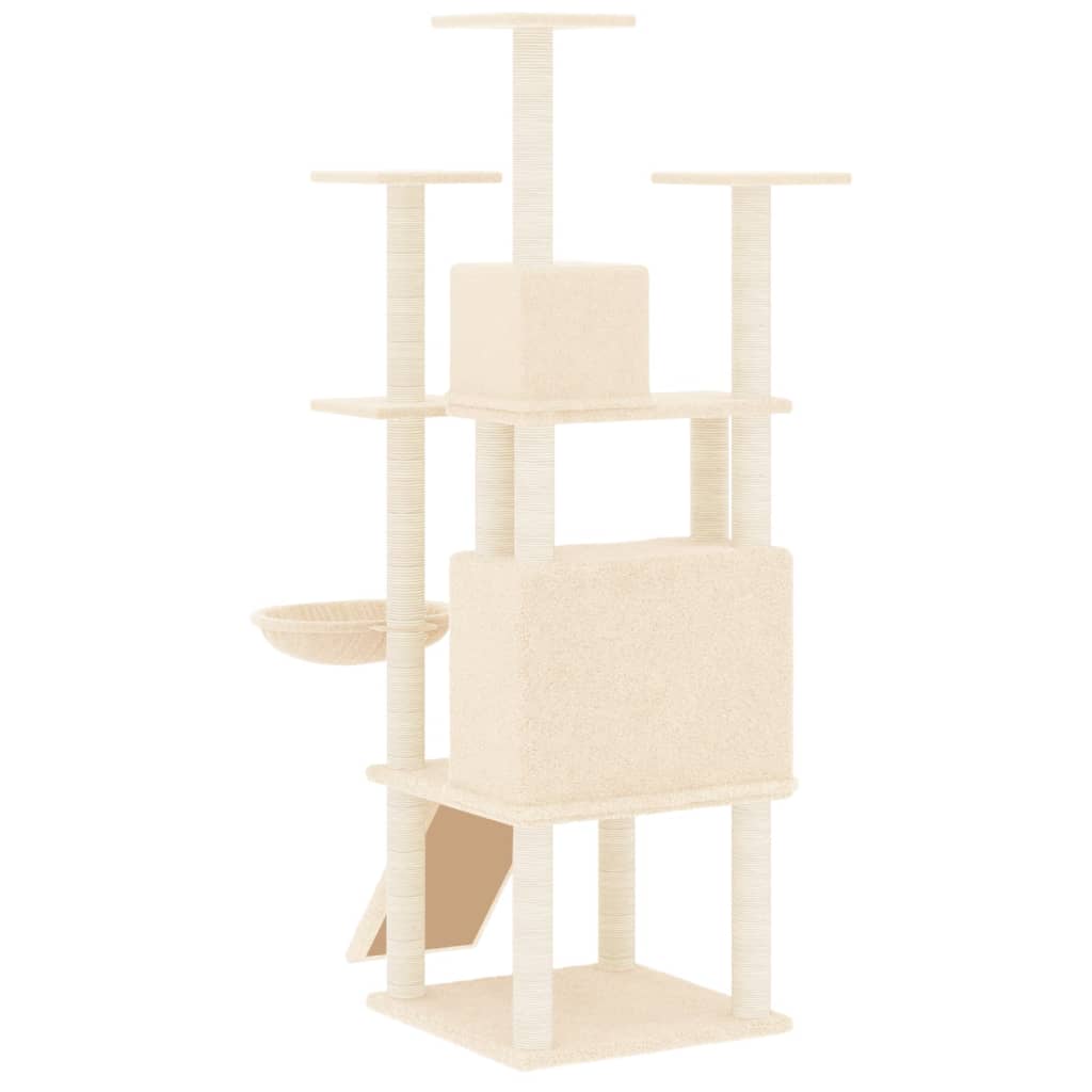 vidaXL Árvore para gatos c/ postes arranhadores sisal 154 cm cor creme