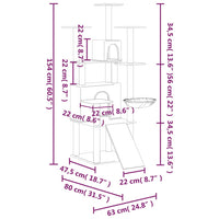 vidaXL Árvore para gatos c/ postes arranhadores sisal 154 cm cor creme