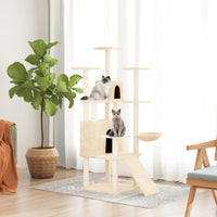 vidaXL Árvore para gatos c/ postes arranhadores sisal 154 cm cor creme