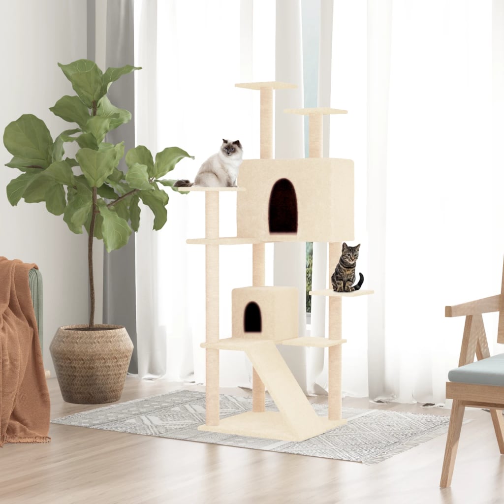vidaXL Árvore p/ gatos c/ postes arranhadores sisal 153 cm cinza-claro