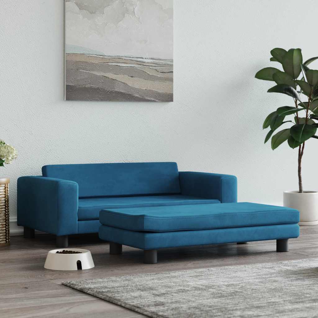 vidaXL Cama para cães com extensão 100x50x30 cm veludo azul
