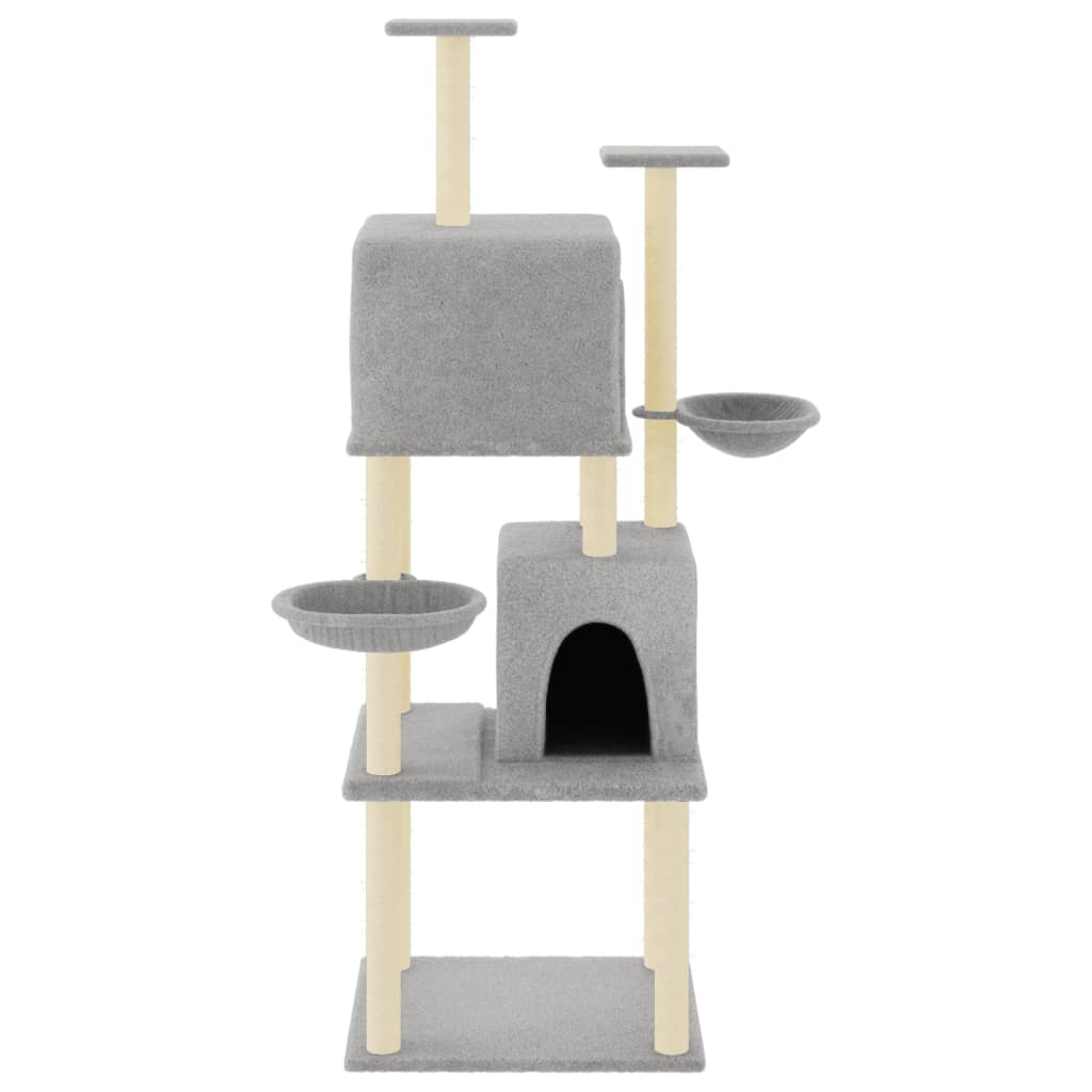 vidaXL Árvore p/ gatos c/ postes arranhadores sisal 180 cm cinza-claro