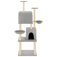 vidaXL Árvore p/ gatos c/ postes arranhadores sisal 180 cm cinza-claro