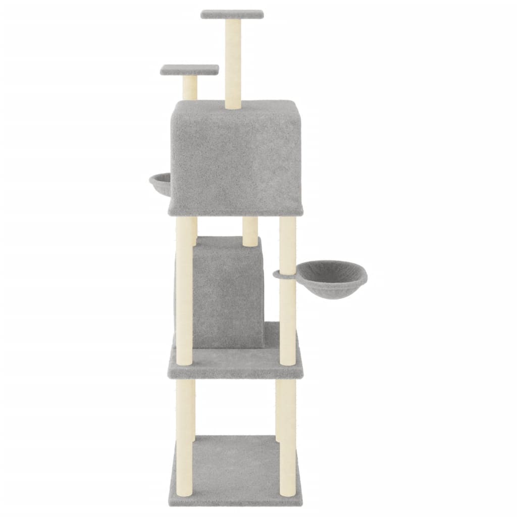 vidaXL Árvore p/ gatos c/ postes arranhadores sisal 180 cm cinza-claro