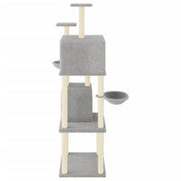 vidaXL Árvore p/ gatos c/ postes arranhadores sisal 180 cm cinza-claro