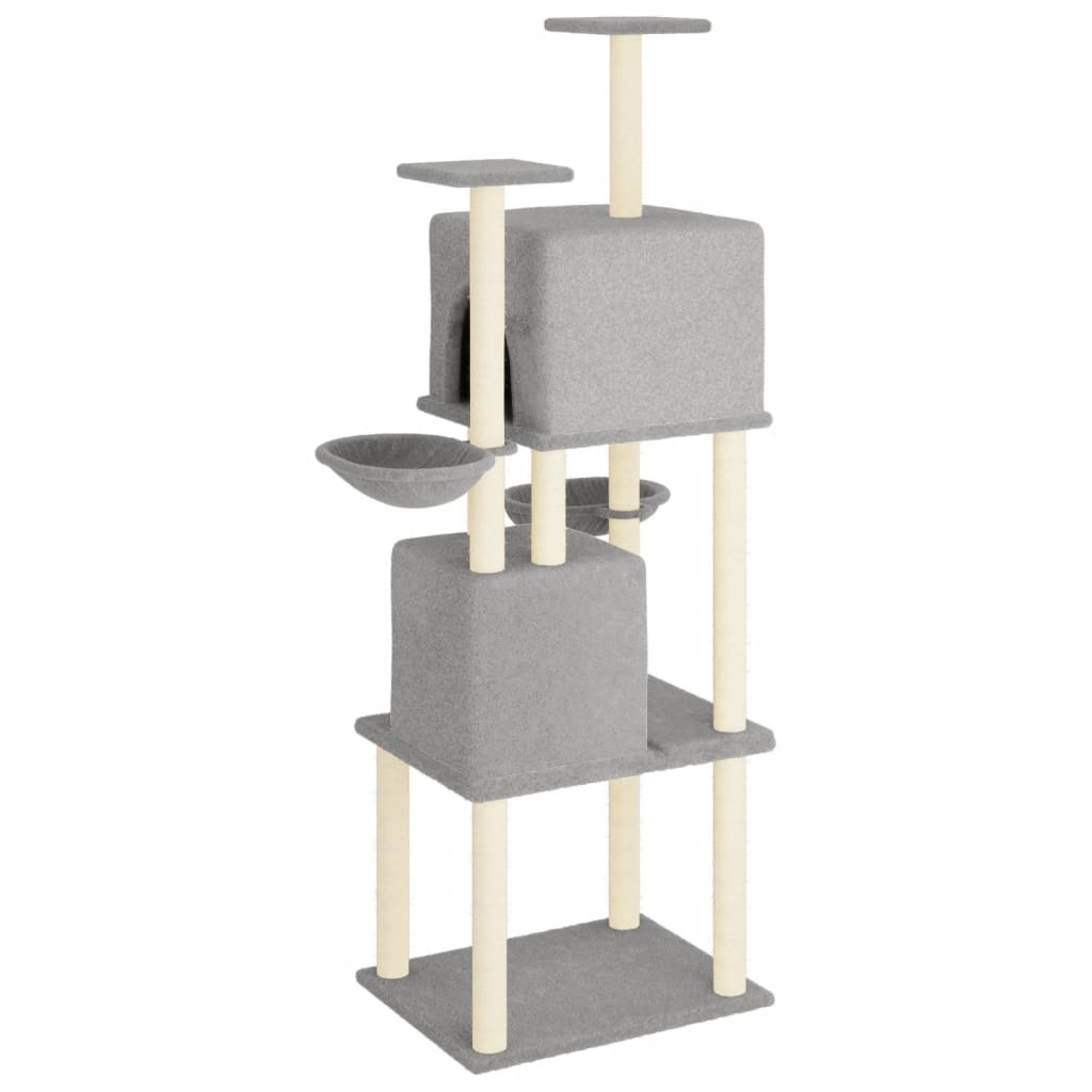 vidaXL Árvore p/ gatos c/ postes arranhadores sisal 180 cm cinza-claro