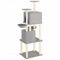 vidaXL Árvore p/ gatos c/ postes arranhadores sisal 180 cm cinza-claro