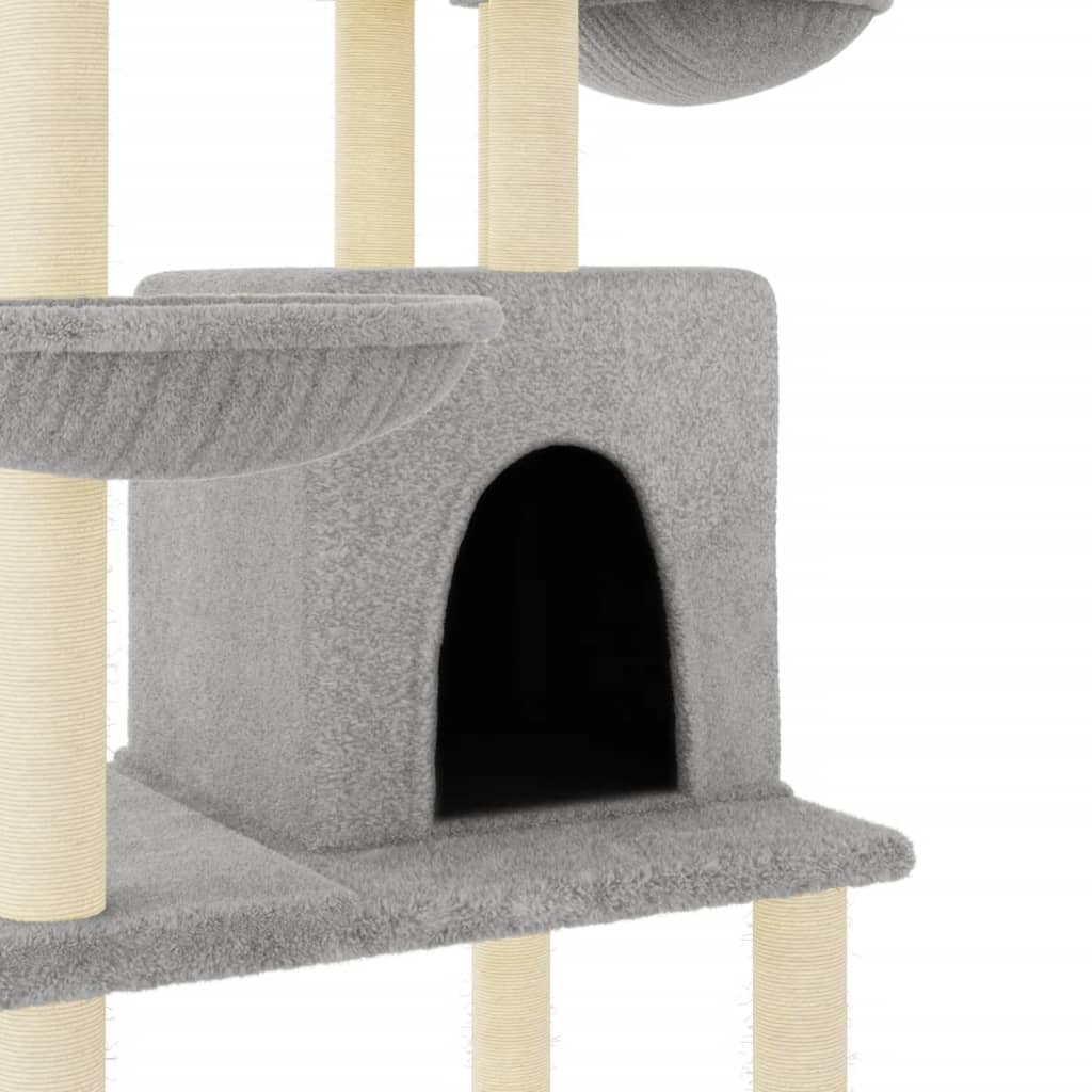 vidaXL Árvore p/ gatos c/ postes arranhadores sisal 180 cm cinza-claro