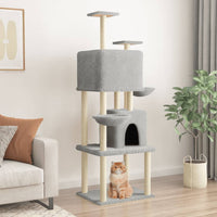 vidaXL Árvore p/ gatos c/ postes arranhadores sisal 180 cm cinza-claro