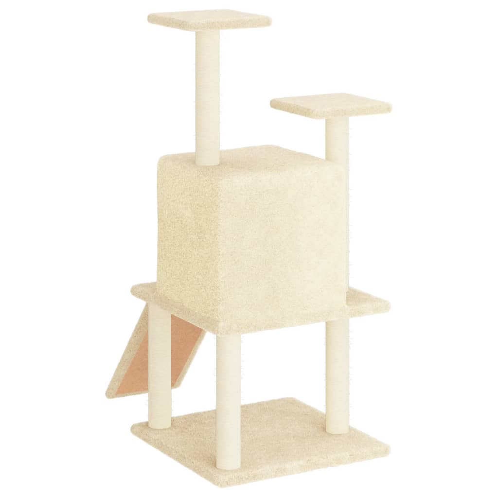 vidaXL Árvore para gatos c/ postes arranhadores sisal 110 cm cor creme