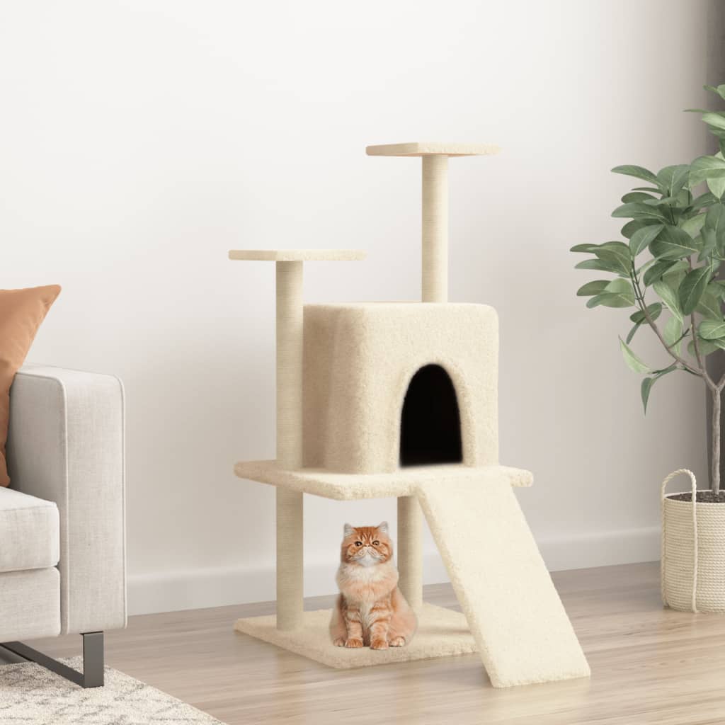 vidaXL Árvore para gatos c/ postes arranhadores sisal 110 cm cor creme